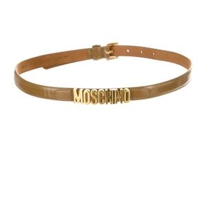 Moschino Tan Leather Belt with Gold Logo